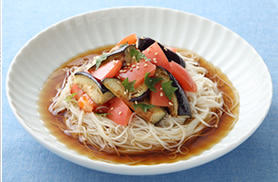 トマトの冷やしぶっかけそうめん